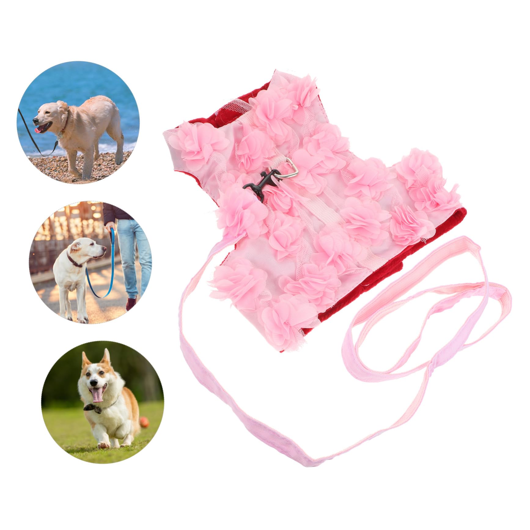 Angoily 3stücke Blumen-hundegeschirr XL Verstellbares Atmungsaktives Brustgeschirr Mit Niedlichem Blumen-Design Für Kleine Und Mittelgroße Hunde Für Frühling Und Sommer Atmungsaktive