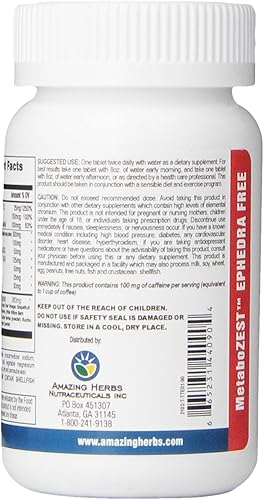 Miniatura 2 de Amazing Herbs Metabozest EF - Tabletas de pérdida de peso y energía, totalmente naturales, fórmula termogénica avanzada para pérdida de peso y