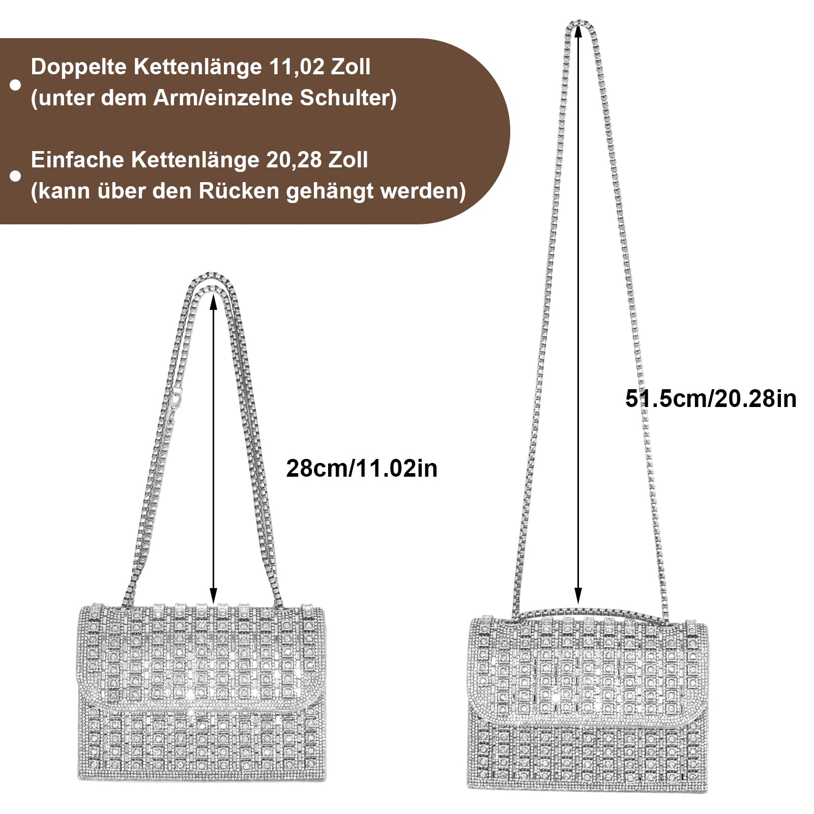 Gold Rhinestone Golden Damen-Clutch-Geldbörse mit Strasssteinen, Silber Abendtasche für Damen für Cocktail, Abschlussball, Hochzeit, Party