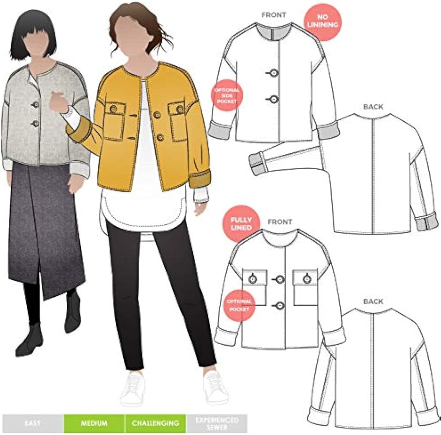 Style Arc Sewing Pattern - Adelaide Woven Jacket (Sizes 04-16)