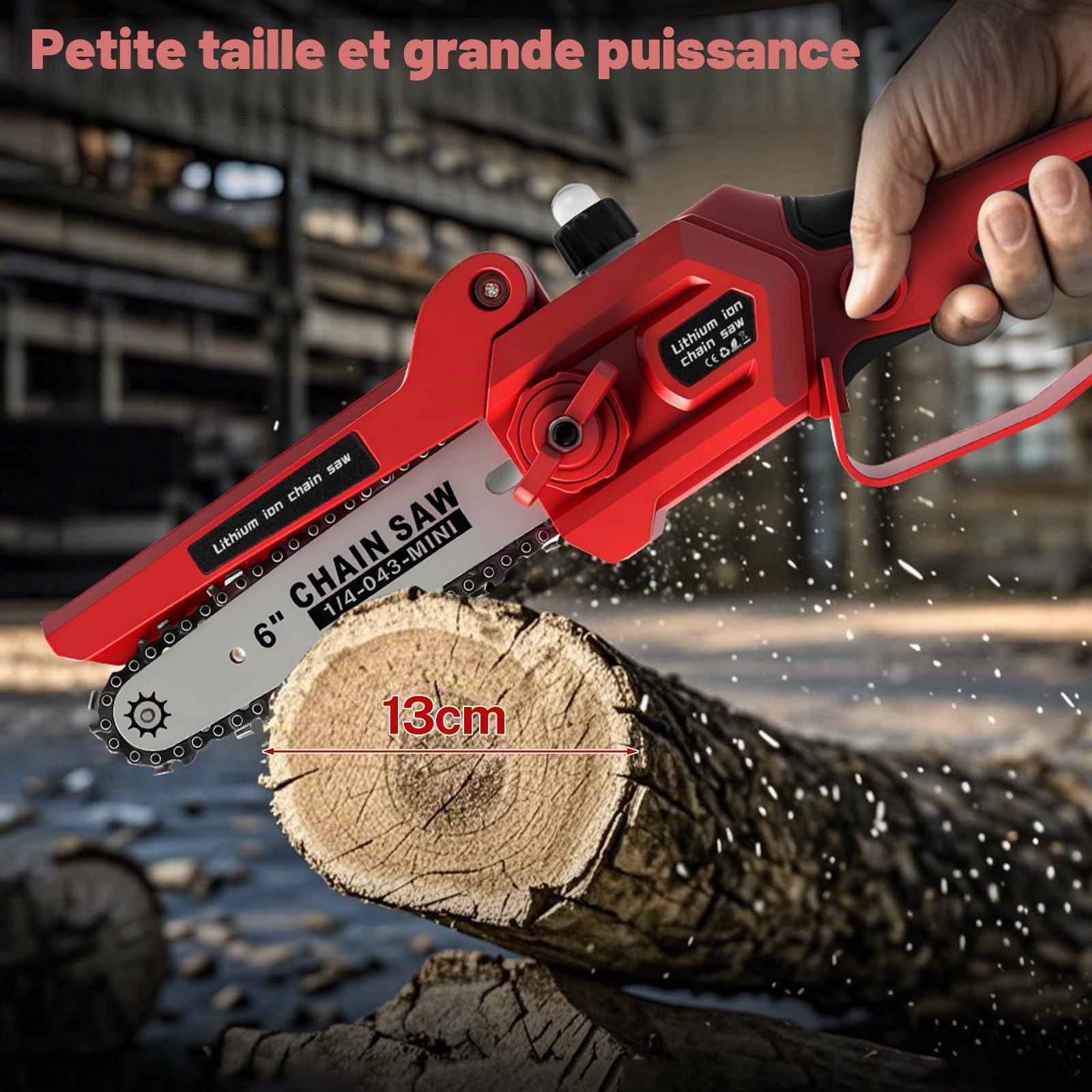 WingFly 2 en 1 Tronçonneuse Télescopique Elagueuse, Mini tronçonneuse Sans fil de 15,2 cm avec batteries de 4,0 Ah, Tronçonneuse avec système d'huile automatique, longueur de travail 4,5M