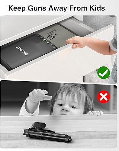 Miniatura 6 de Gun Safe, Small Pistol Safe Biometric Gun Safe for Handgun, Portable Fingerprint Quick Access Gun Lock Box for Car Travel Nightstand Bedside