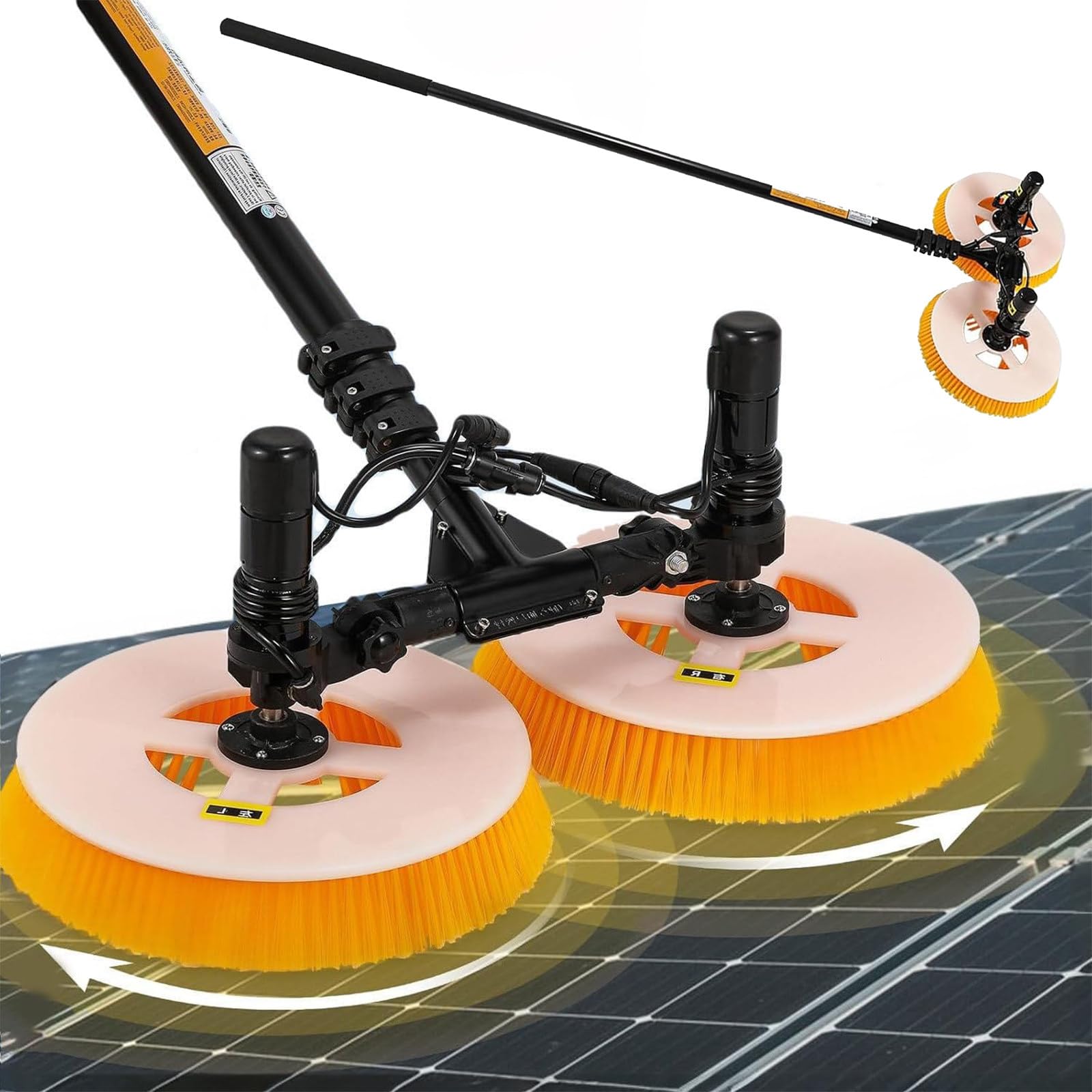 ASerZenith Electric Solar Panel Cleaning Brush With Water Fed Pole Kit, Telescopic Rod For Pv Panel Washing, 65Cm Wide Cleaning Reach, Lithium Battery Powered,Lithium Battery-5.5M/18Ft