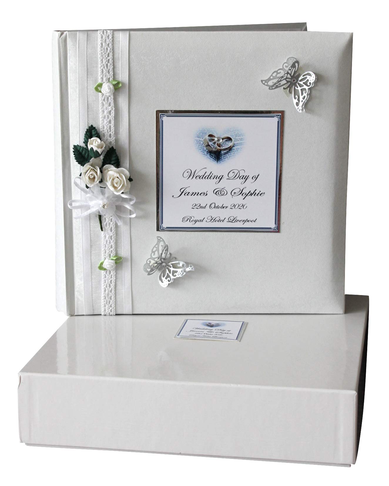 Cellini Albums White Traditional Large Wedding Photo Album In Presentation Box And Personalised Acid Free Pages