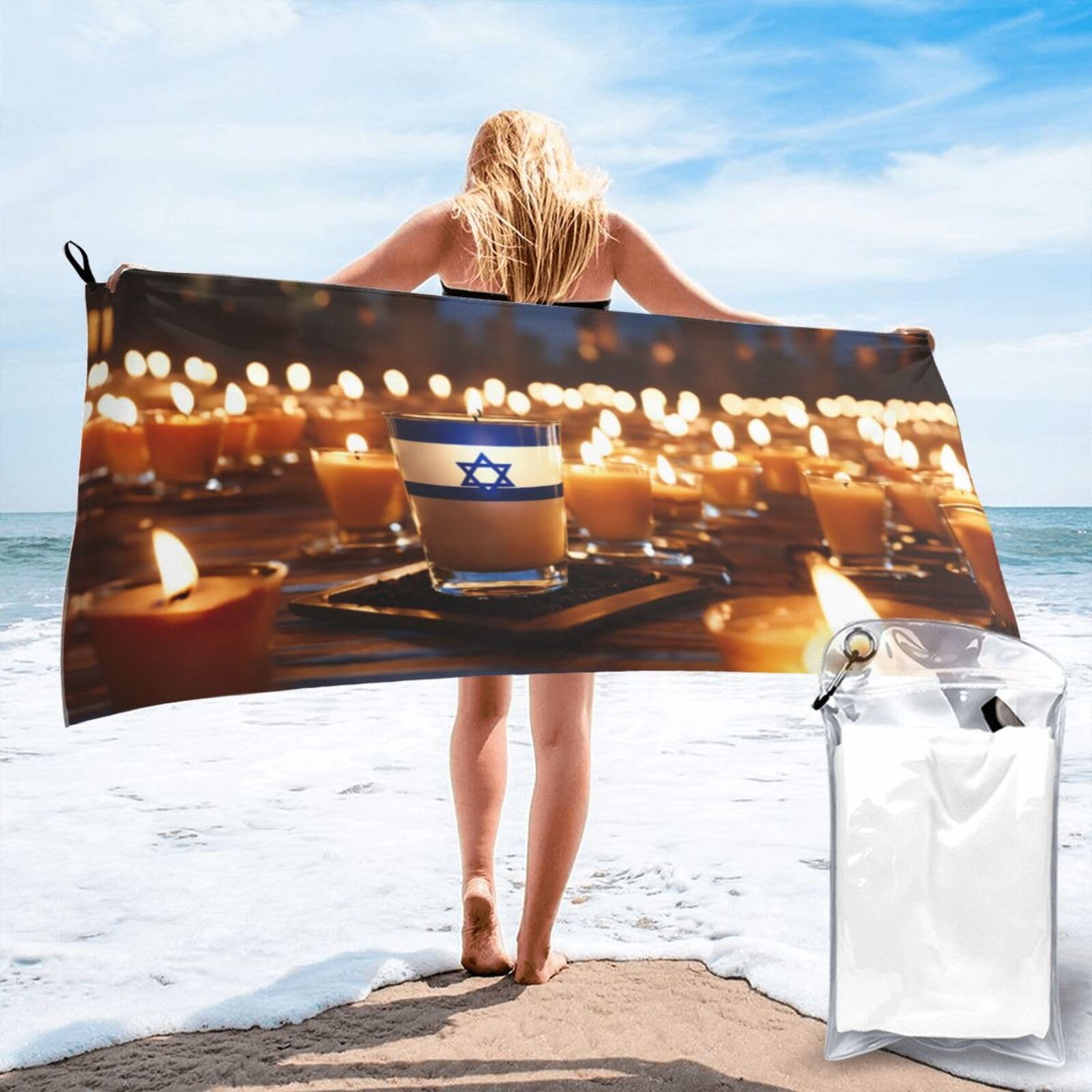 AYYQWE Israeli Flag Print Lightweight Towel For Men Women Travel Beach Camping Hiking Yoga Swimming Sports