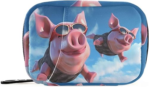 Kigai Skydive - Organizador de bolsas de medicina de cerdo volador, contenedor portátil de tamaño compacto, organizador de pastillero de 7 días con