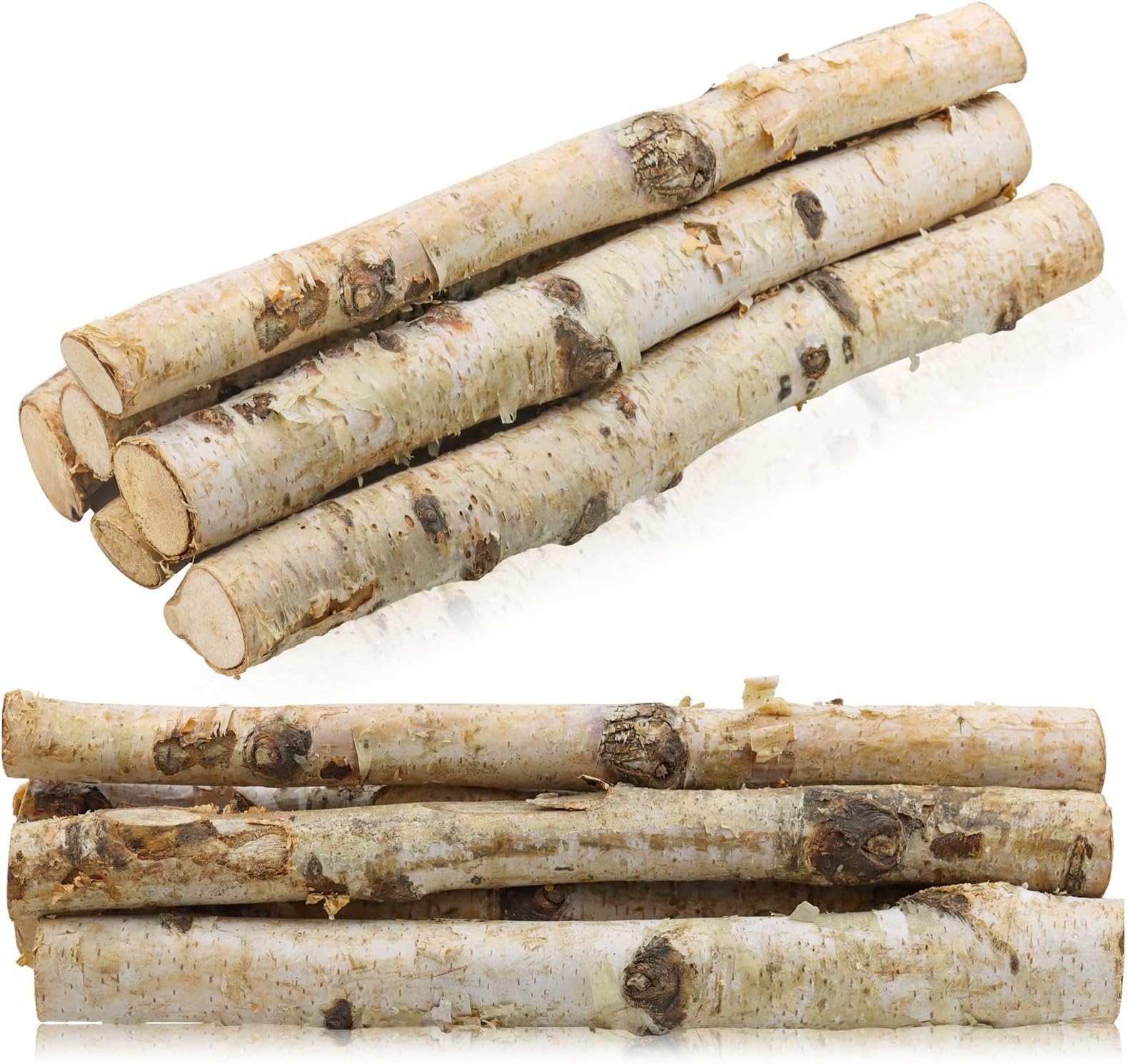 6 Pack Decorative White Birch Branches, 12" Long Slender Sticks (0.8"-1.2" Diameter) - Natural Wood Vase Fillers for DIY Crafts, Table Centerpieces & Rustic Home Decor