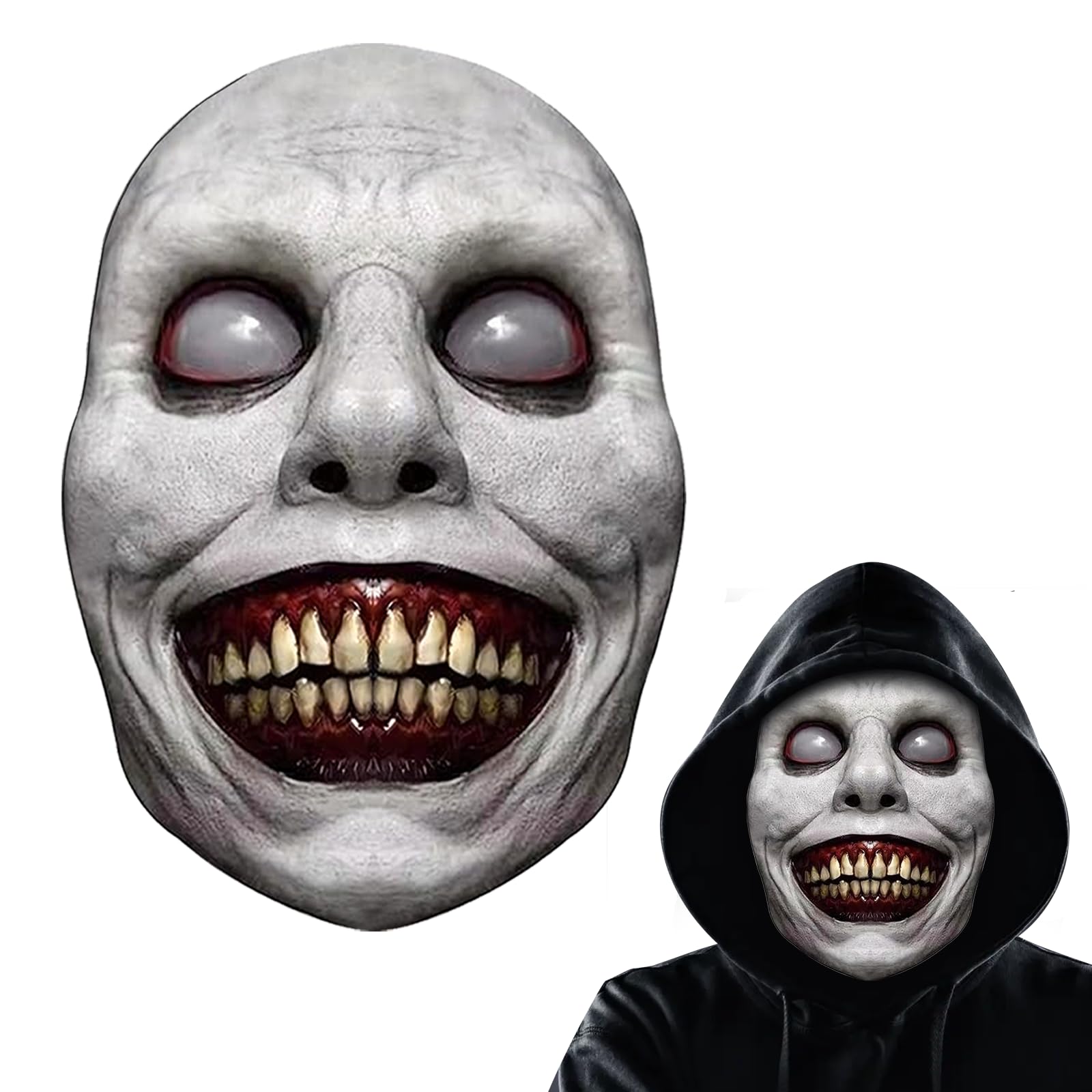 ISFUPO Máscara de Halloween de Horror, demonio sonriente payaso aterrador, Terror mascara latex halloween para Fiesta de Carnaval Cosplay disfraz para mujeres y hombres, accesorios de fiesta