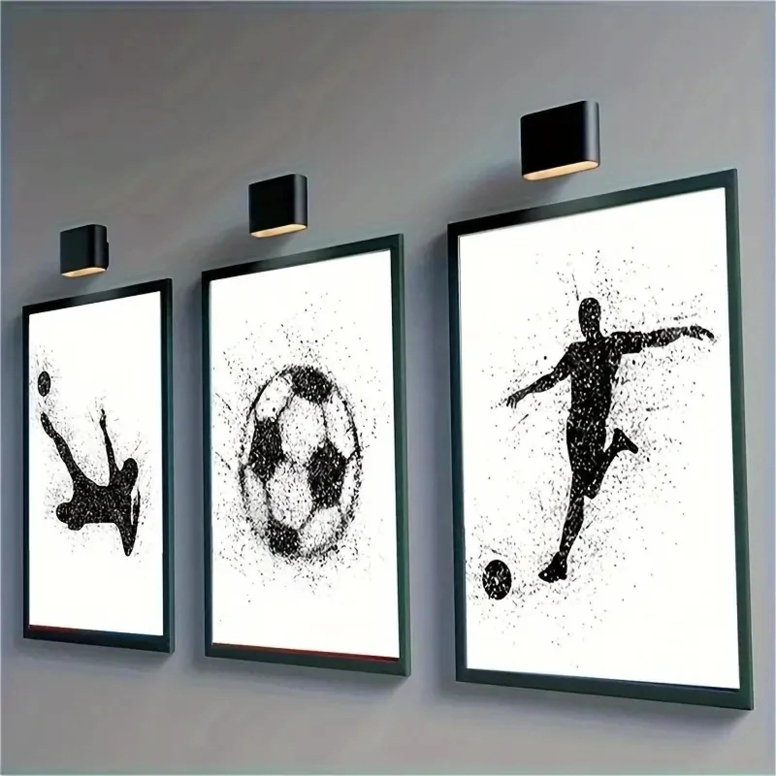 LMAIWANG Lienzo impreso de fútbol, deporte, lienzo, arte de pared, pintura, póster de pared para sala de estar, dormitorio, baño, oficina, decoración, 60 x 90 cm x 3, sin marco