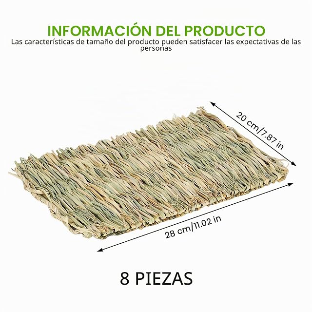 Foto 2 de 7 de GBKDQQ 8 alfombrillas de hierba para animales pequeños, 28 x 20 cm, alfombra de hierba, cama de conejo