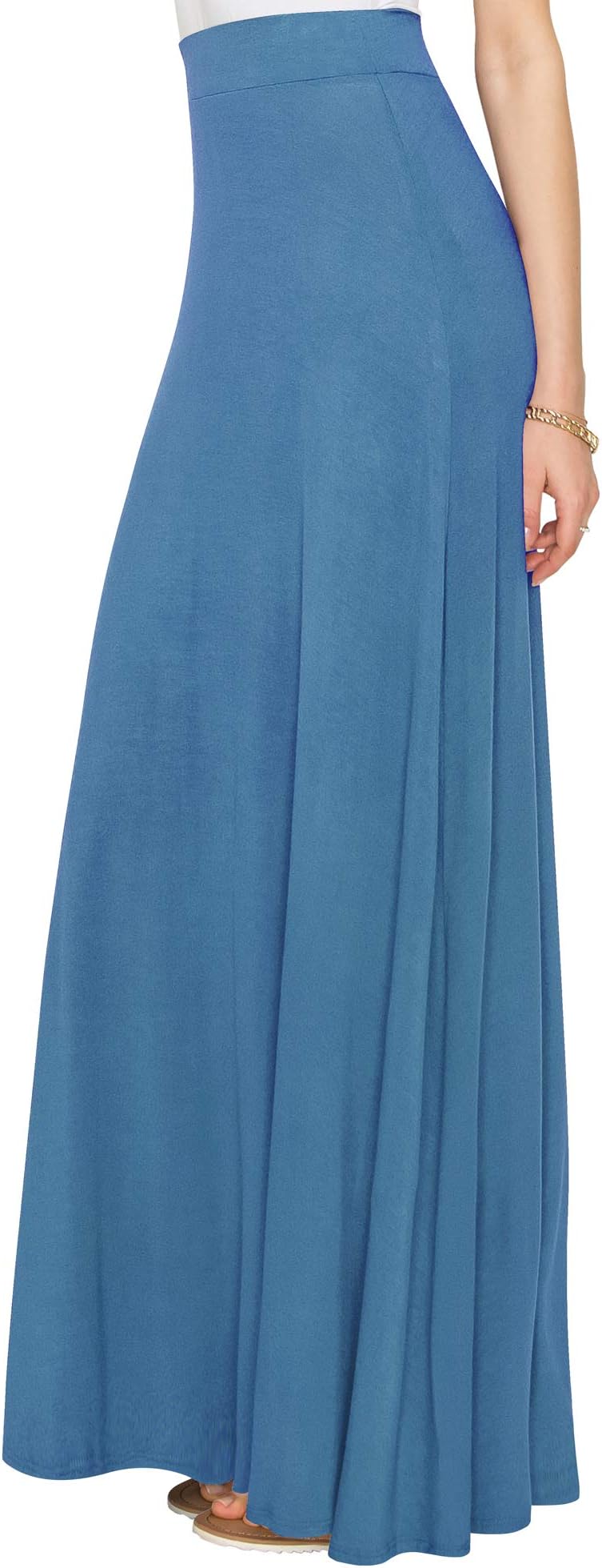 Lock and Love Women's Casual Comfy Stylish High Waist Flare Long Maxi Skirt – Available in Print & Solid Options