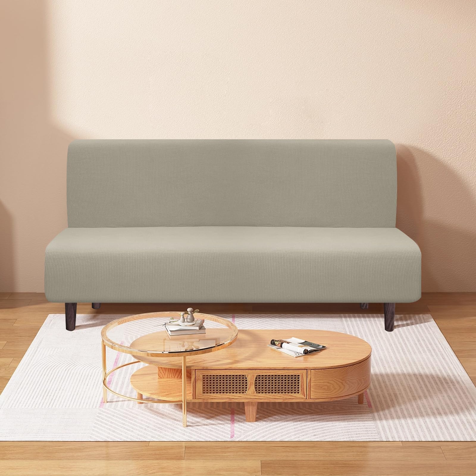 Granbest Copertura impermeabile senza bracciolo Futon ad alta elasticità protezione per divano letto pieghevole antiscivolo senza braccioli (sabbia)