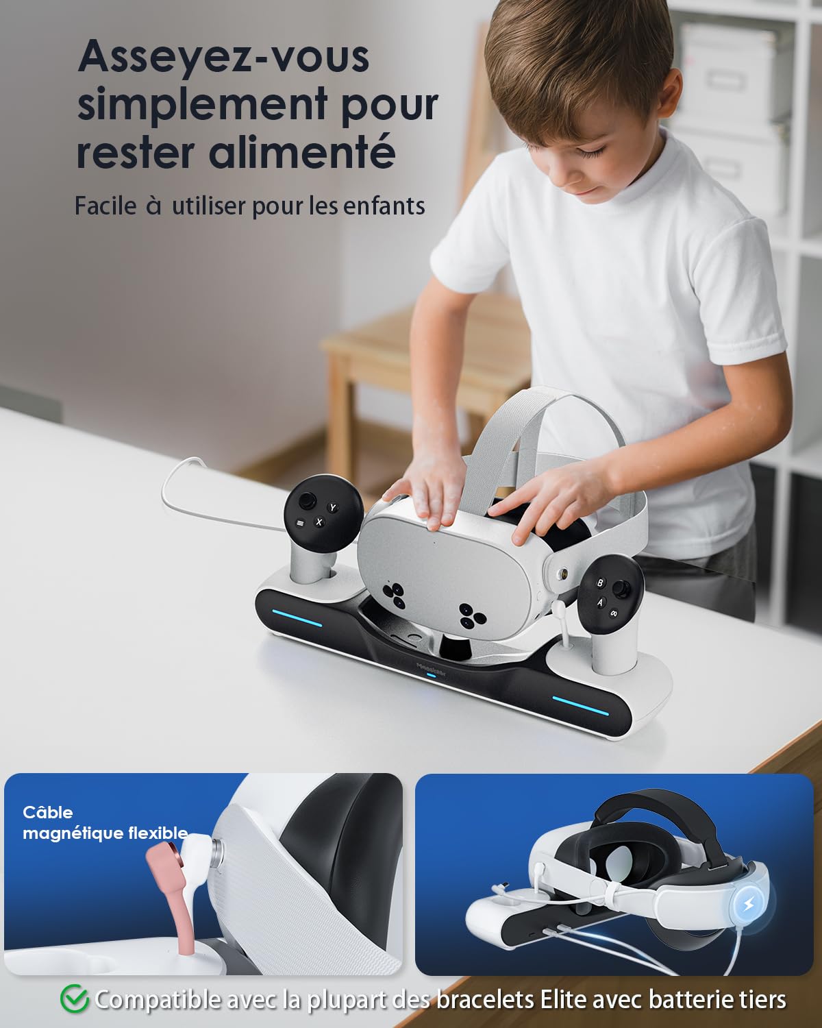 Station de Charge pour Quest 3/3S Accessoires Support de Charge