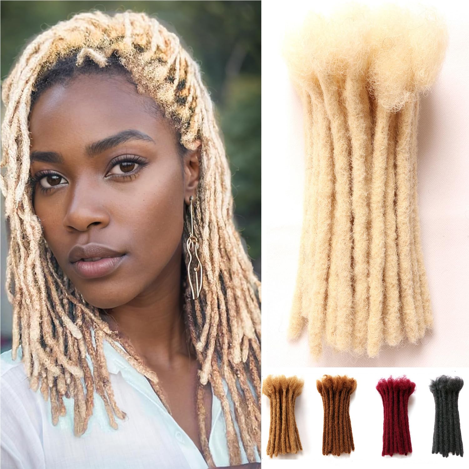 Dreadlock Extensions Human Hair Extensions for Braiding 0.8cm Afro Kinkyhair for Braiding Black Hair Extensions Dreadlocks Extensions (#613-0.8cm