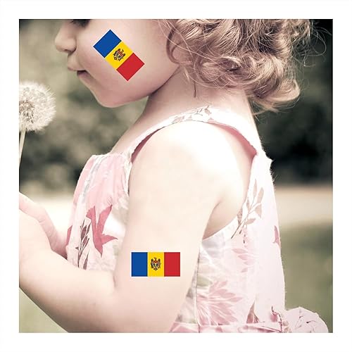 30 Sheets Moldavians Flag Temporary Tattoos Fans Face Tattoo Stickers for Adults Kids Group Activity Props