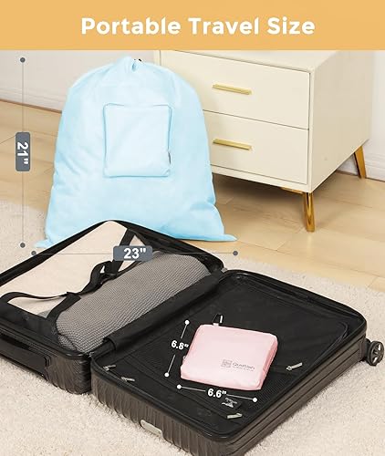 Miniatura 9 de Bolsas de lavandería de viaje, paquete de 2 bolsas de viaje para ropa sucia, bolsa de ropa sucia plegable para viajes, bolsa de lavandería lavable y