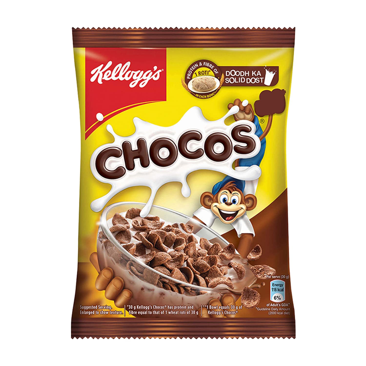 Kelloggs Chocos with Whole Grain 52g (Pack of 6) | Protein & Fibre of 1 Roti* in each bowl**| High in Calcium & Protein, 10 Essential Vitamins & Minerals | Breakfast Cereal for Kids | 312g (B0BSLKHL3W) Amazon Price History, Amazon Price Tracker