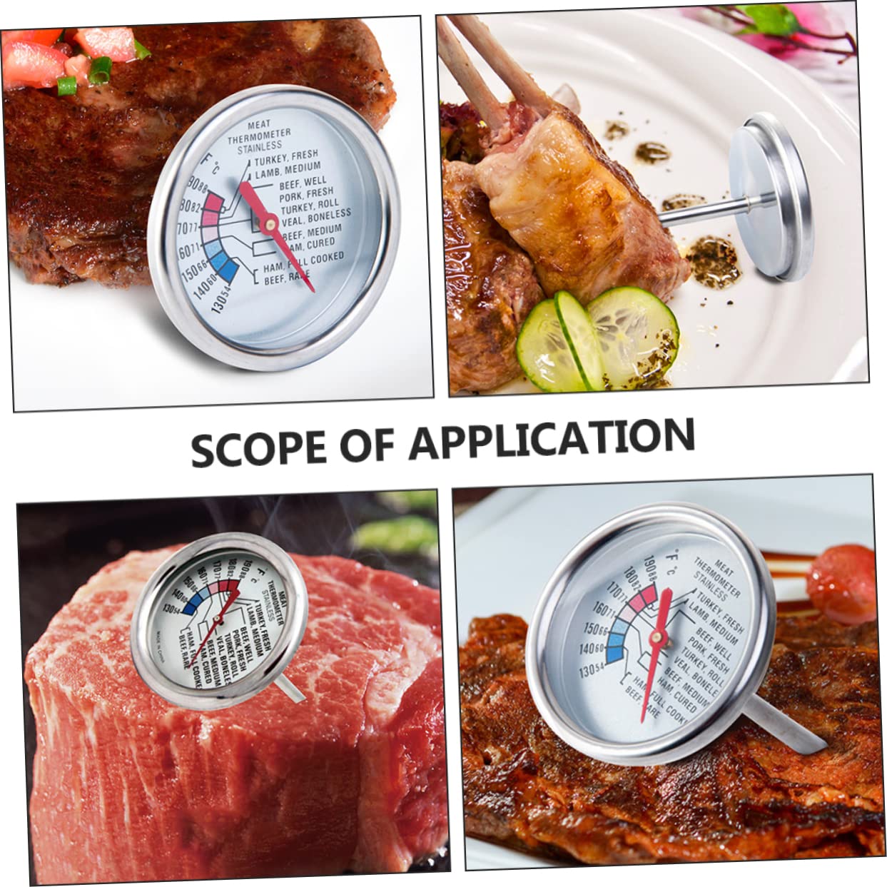 PRETYZOOM 4pezzi Termometro Per Con Sonda Accurata Inossidabile Per Bbq Cucina e Cottura Di Manzo Facile Da Usare e Leggere Per Amanti Della e Competizioni Culinari