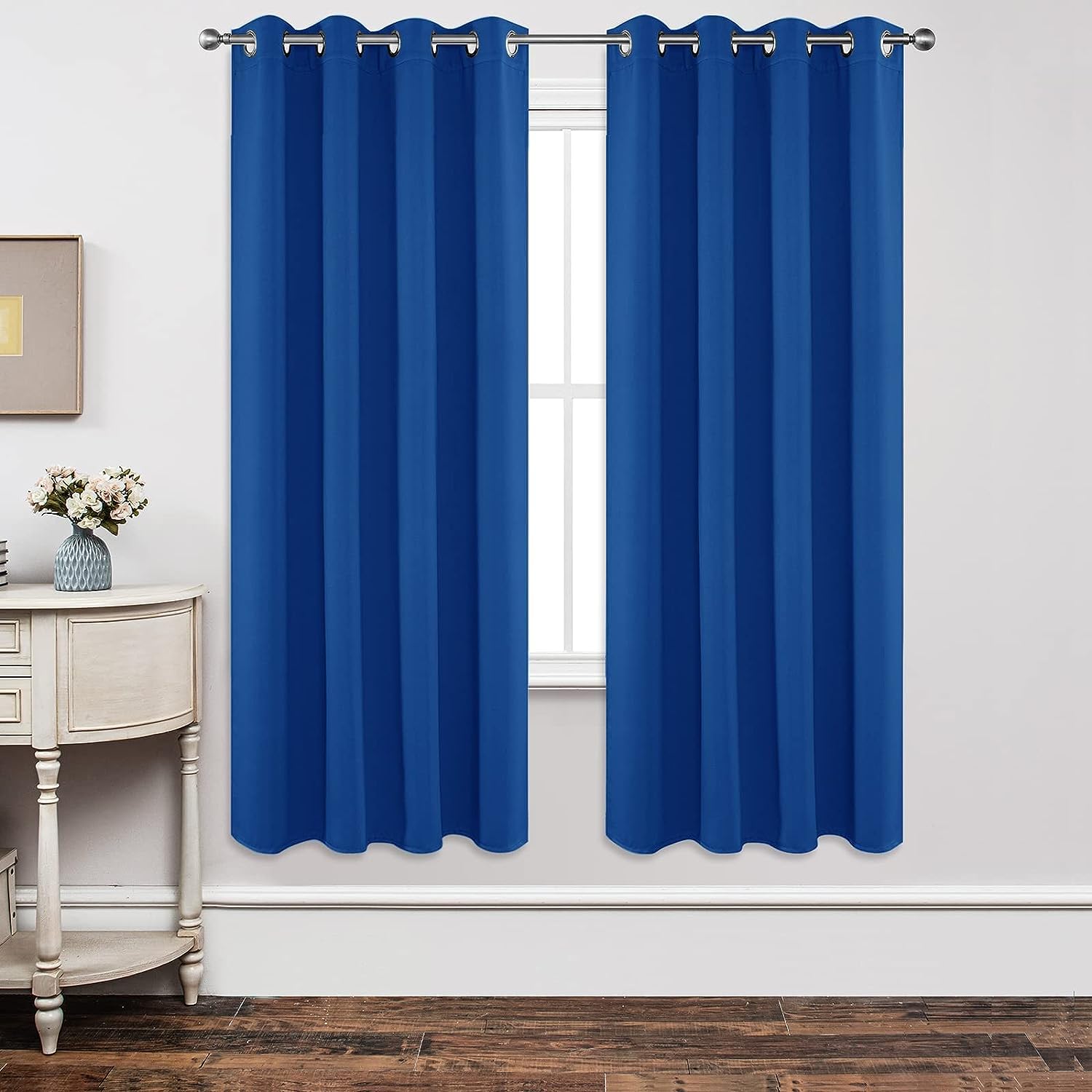 Joydeco Royal Blue Blackout Curtains 72 Inches Long 2 Panels Set, Thermal Insulated Long Curtains & Drapes 2 Burg, Room Darkening Grommet Drapes For Bedroom Living Room Windows (W42 X L72 Inch, )