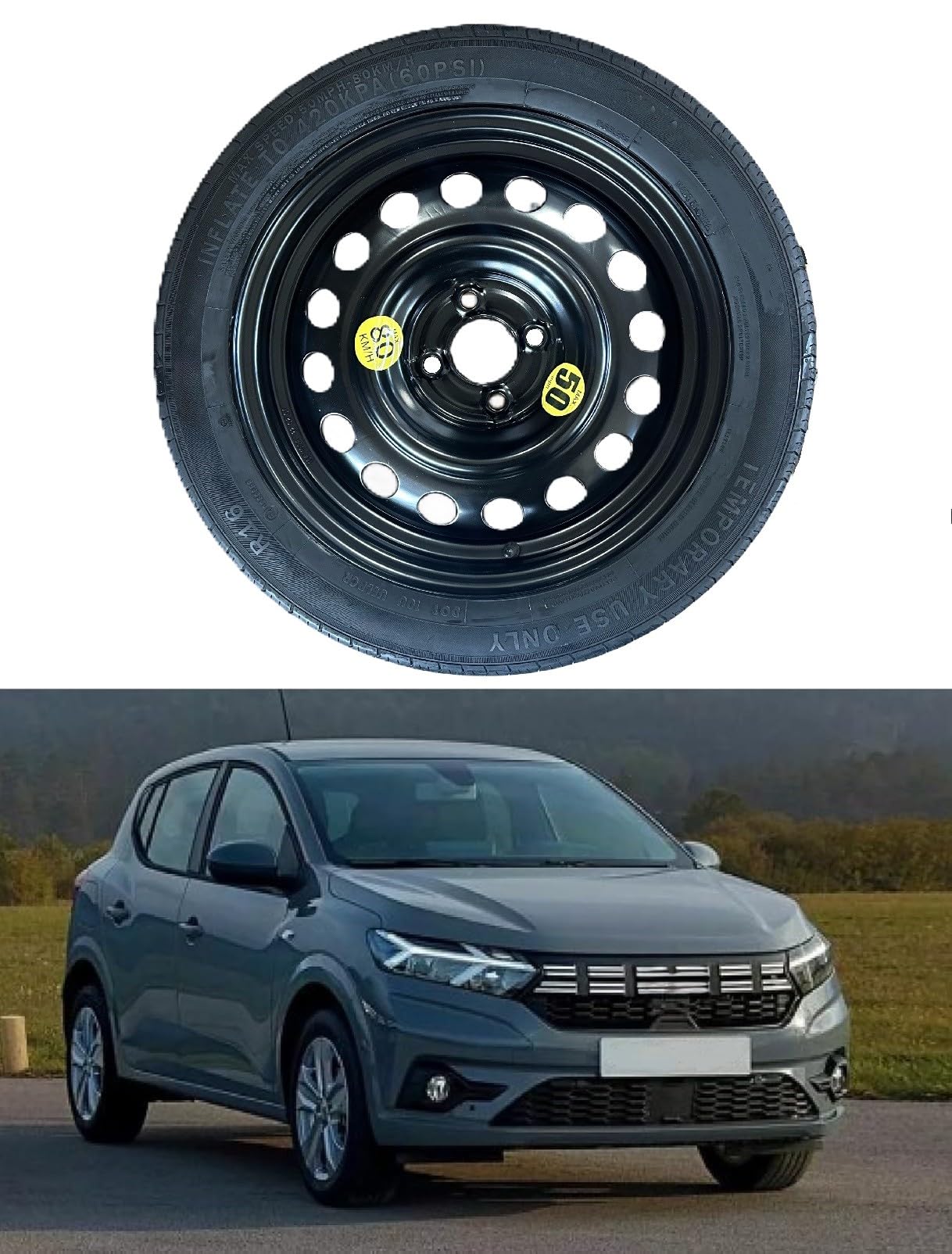 Ruotino di Scorta 16" compatibile con Dacia Sandero/Sandero Streetway