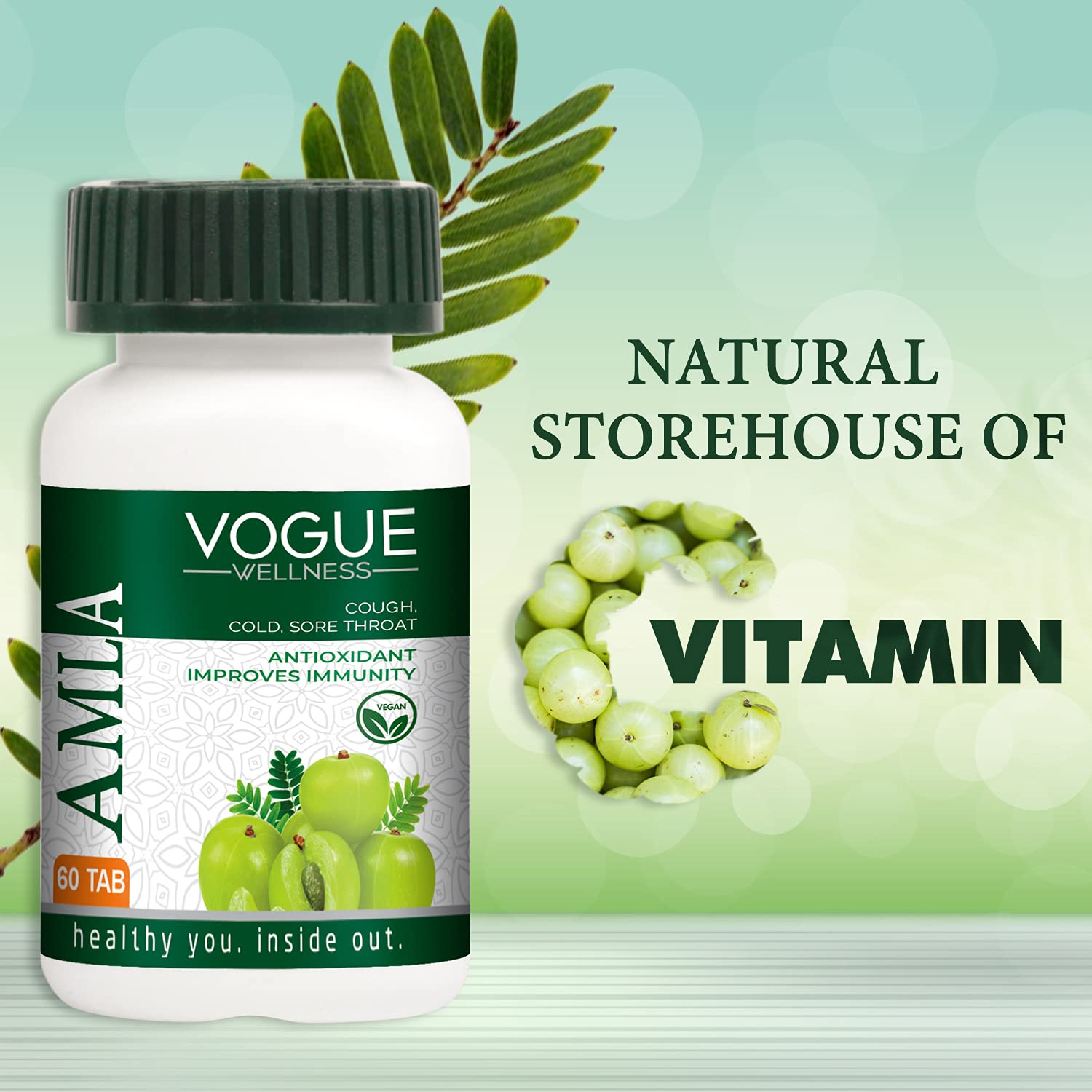 Vogue Wellness Amla Tablets Pure Herbs Antioxidant & Improves Immunity - (60 Tablets) - Image 3 thumbnail