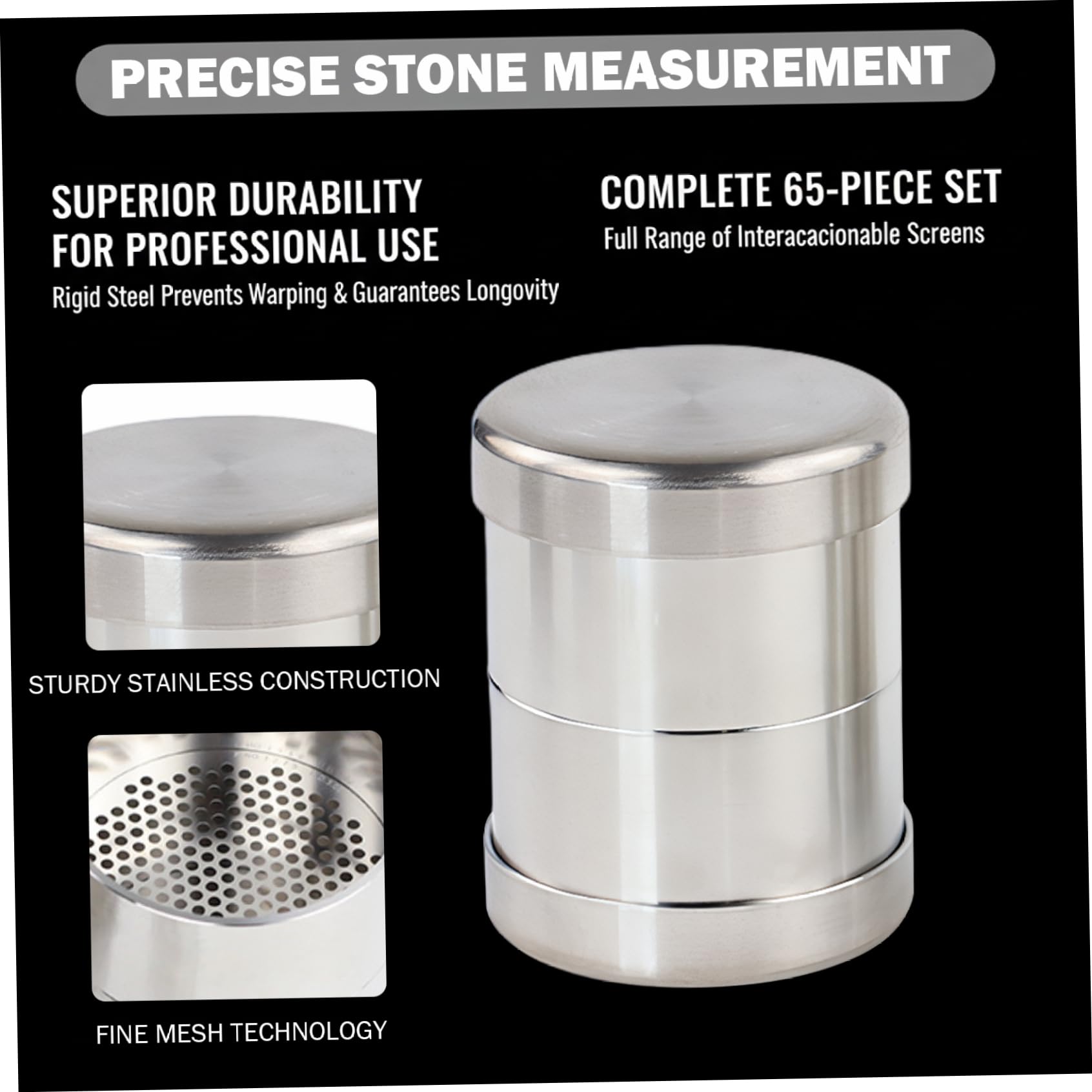 Tamis de tri de perles 48 mm en acier inoxydable – Outil fabrication bijoux à mailles fines pour le tri des diamants et le dimensionnement des pierres