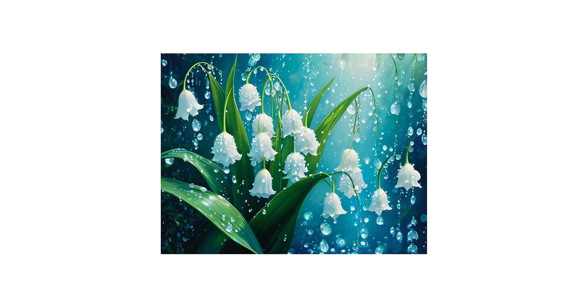 花の絵　アクリル画　原画「スズランとスグリの実のあるアレンジ」30cm 花の絵 アクリル画 原画「スズランとスグリの実のあるアレンジ