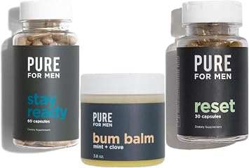 Pure for Men Stay Ready Fiber 120 Count, Bum Balm & Reset 30 Count Bundle