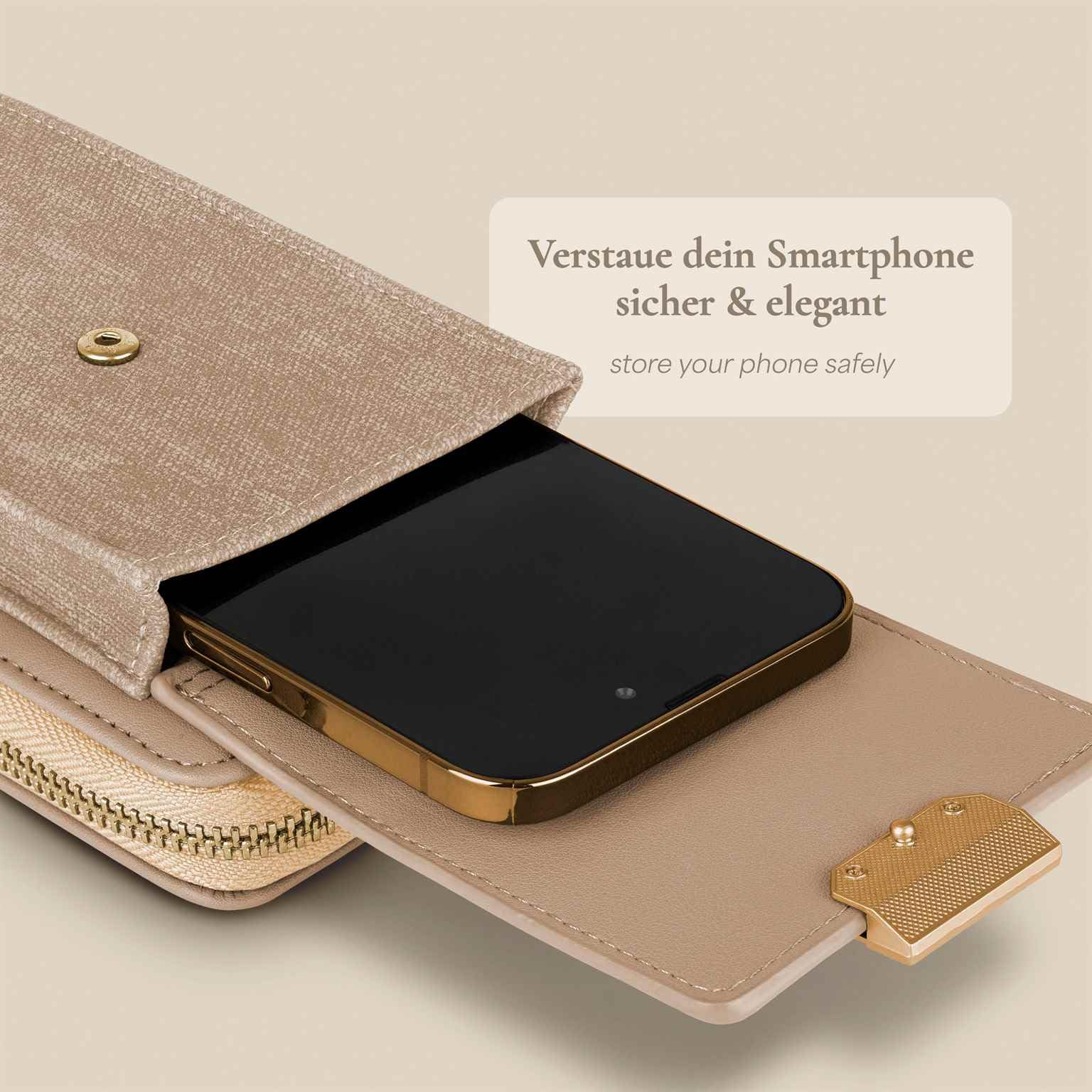 ONEFLOW Bliss Purse do Samsung Galaxy A22 (4G) etui na telefon komórkowy do zawieszenia damska z portmonetką, torba na ramię z portfelem i kieszenią na telefon komórkowy, mała torebka, kremowo-beżowa