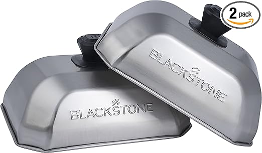 Blackstone 5207 Rectangle Basting Cover Small 2-Pack Griddle Accessories, Stainless Steel, Cheese Melting Dome and Steaming Cover, Best for Use on Flat Top Griddle Grill Cooking Indoor or Outdoor