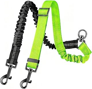 Doppelleine für 2 Hunde,Doppelte Hundeleine, Verhedderungsfreie 360° Drehbare Doppelleinen,Reflektierend Verstellbar,für Hundes Klein, Mittlere, Große Lauftraining (Schwarz+Grün)