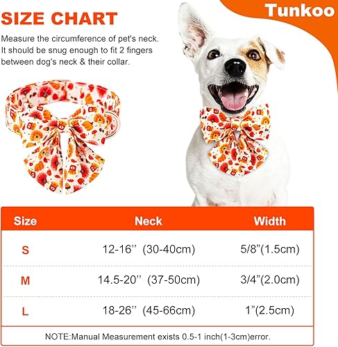 Miniatura 6 de Collar de perro con bonito patrón de calabaza y pavo con corbatín, duradero, ajustable y elegante, collar para mascotas de Acción de Gracias,