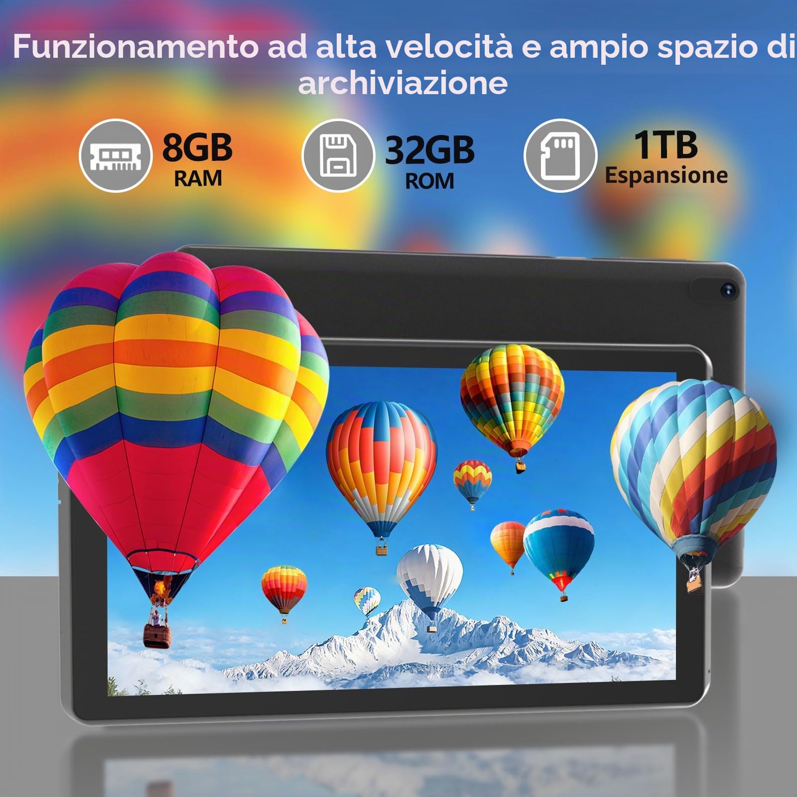 BYANDBY Tablet Android 12.0 da 7 pollici, 4 GB + 32 GB ROM (espansione 1 TB), Quad-Core, WiFi, GMS, doppia fotocamera, educativo, gioco (nero)