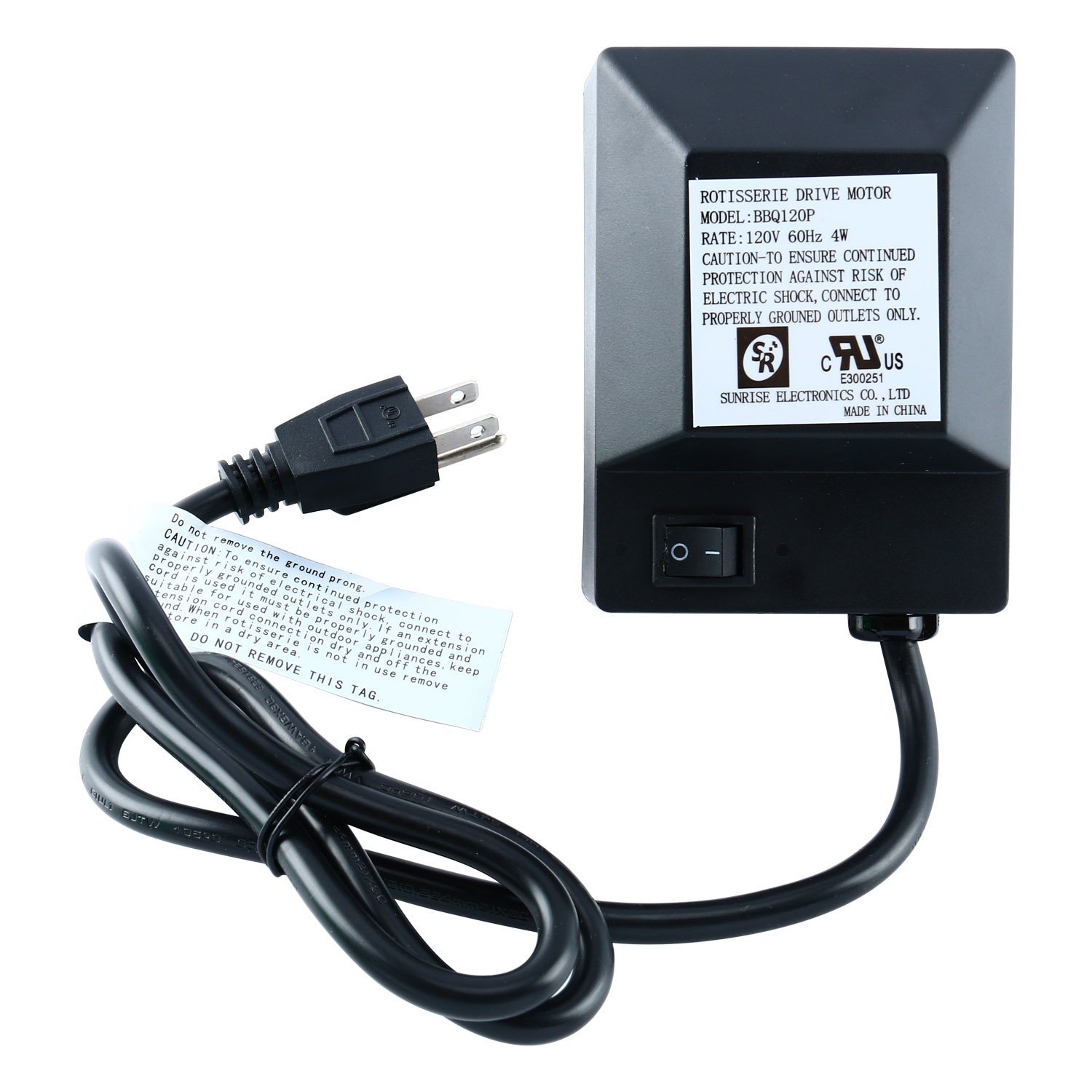 Universal Grill Motor eléctrico de repuesto para asador de 120 voltios, interruptor de encendido/apagado de 4 vatios, negro (negro) 7