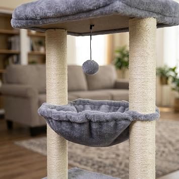 ROYPET Fashion Design 43.3 Cat Trees with Cat Houses,Grey