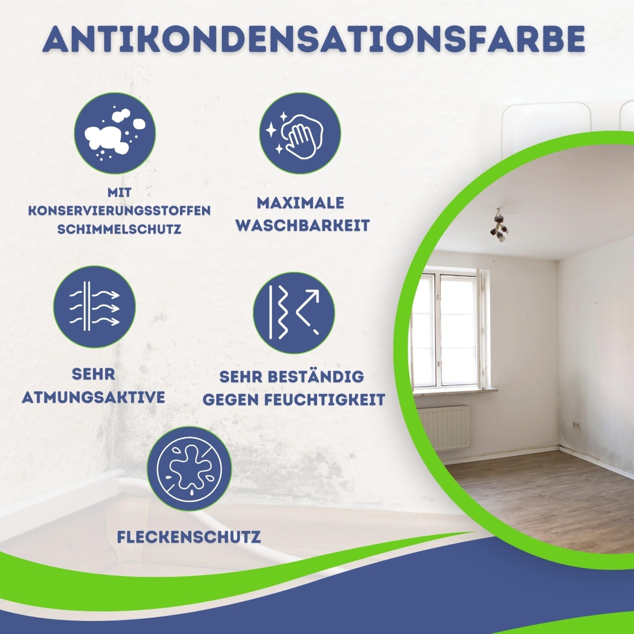 Anti-Kondenswasser Thermo-Isolierfarbe für Innen & Außen | Wand- & Deckenfarbe | Wärmedämmend, feuchtigkeitsreduzierend | Firmament | 4 l