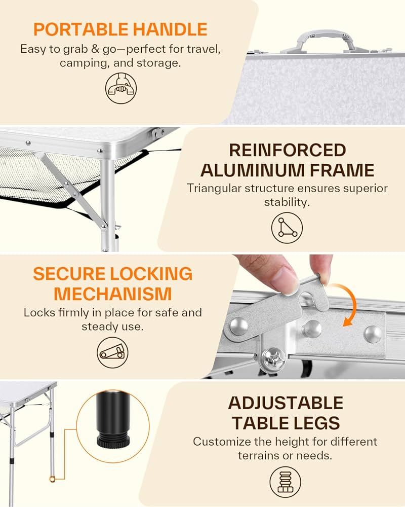 Amazon.com : Sportneer Camping Table: Adjustable Height