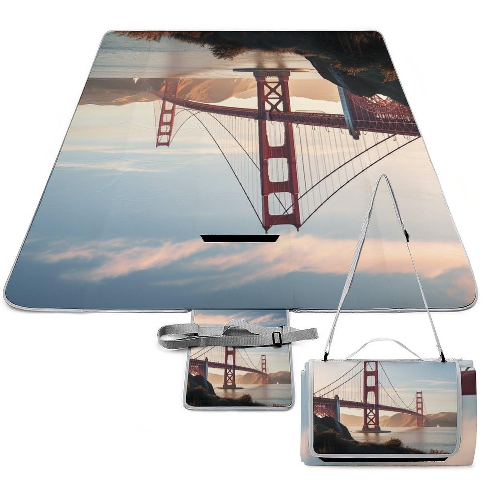 Tapis de pique-nique XXL Golden Gate pliant et imperméable pour le camping