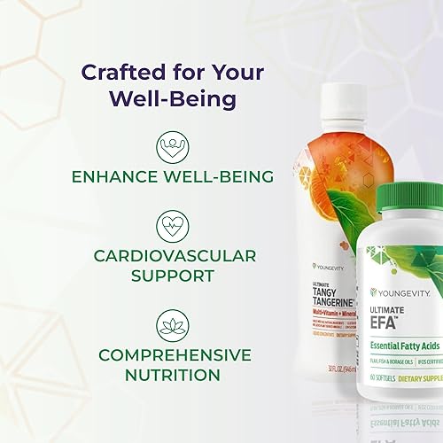 Miniatura 6 de Youngevity Essential 90 Pak - Combo multivitamínico todo en uno Ultimate Tangy Tangerine + Ultimate EFA - 90 vitaminas esenciales, minerales,