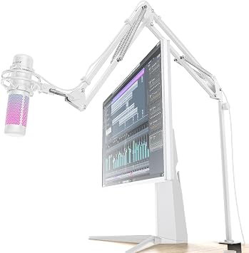 CACENCAN M02 Microphone Stand, Desktop Desk Arm Type, Improved Length, Height Adjustment, Extendable, Foldable, For Condenser Microphones, Live Broadcasting, Recording, Includes Wiring Hook