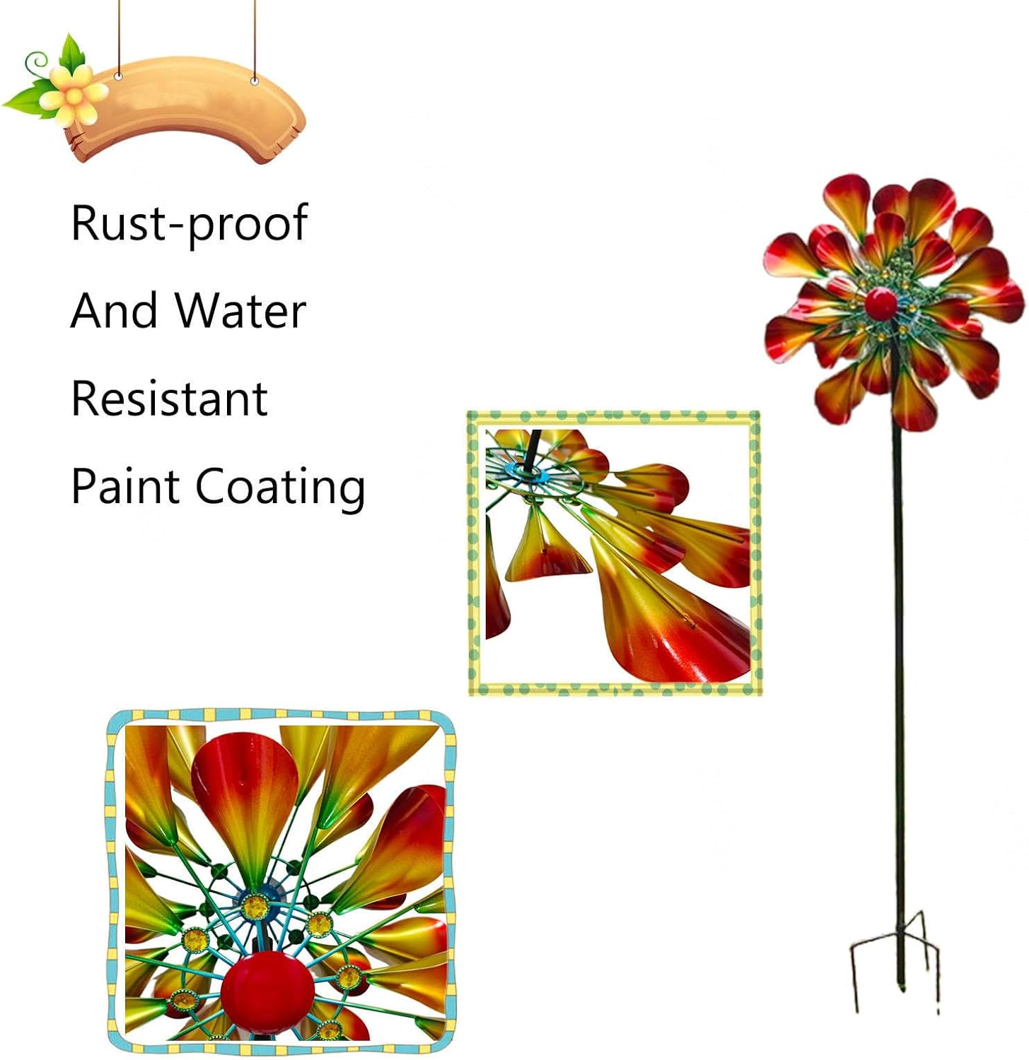 81in Windmill for Yard, Wind Spinners Outdoor 3D Wind Sculptures and Spinners Outdoor Metal Wind Spinner Deal Artistic Decor Gift