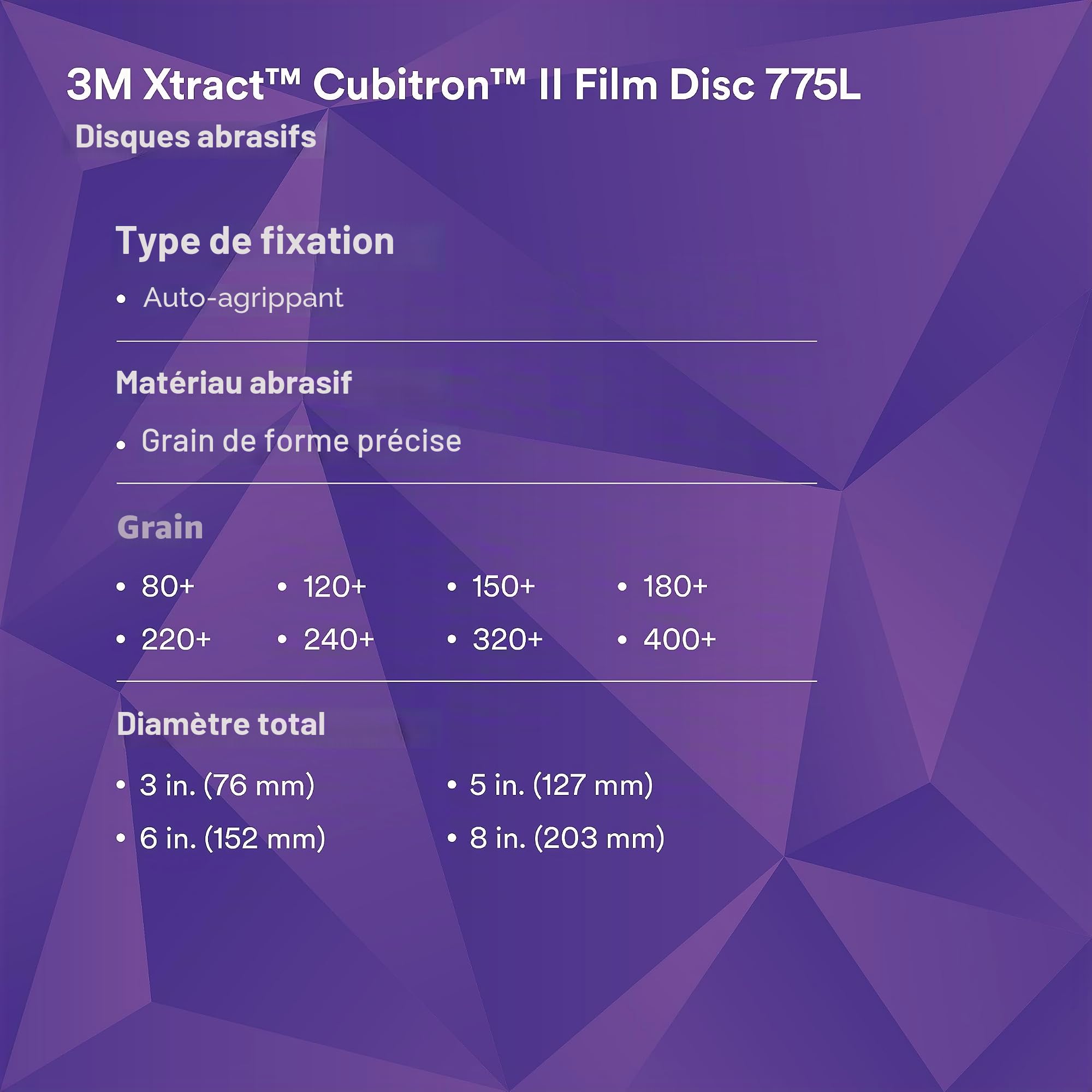 3M Xtract Cubitron II Disque film ponçage propre 775L, 127 mm, 180+ | 50 Disques par paquet