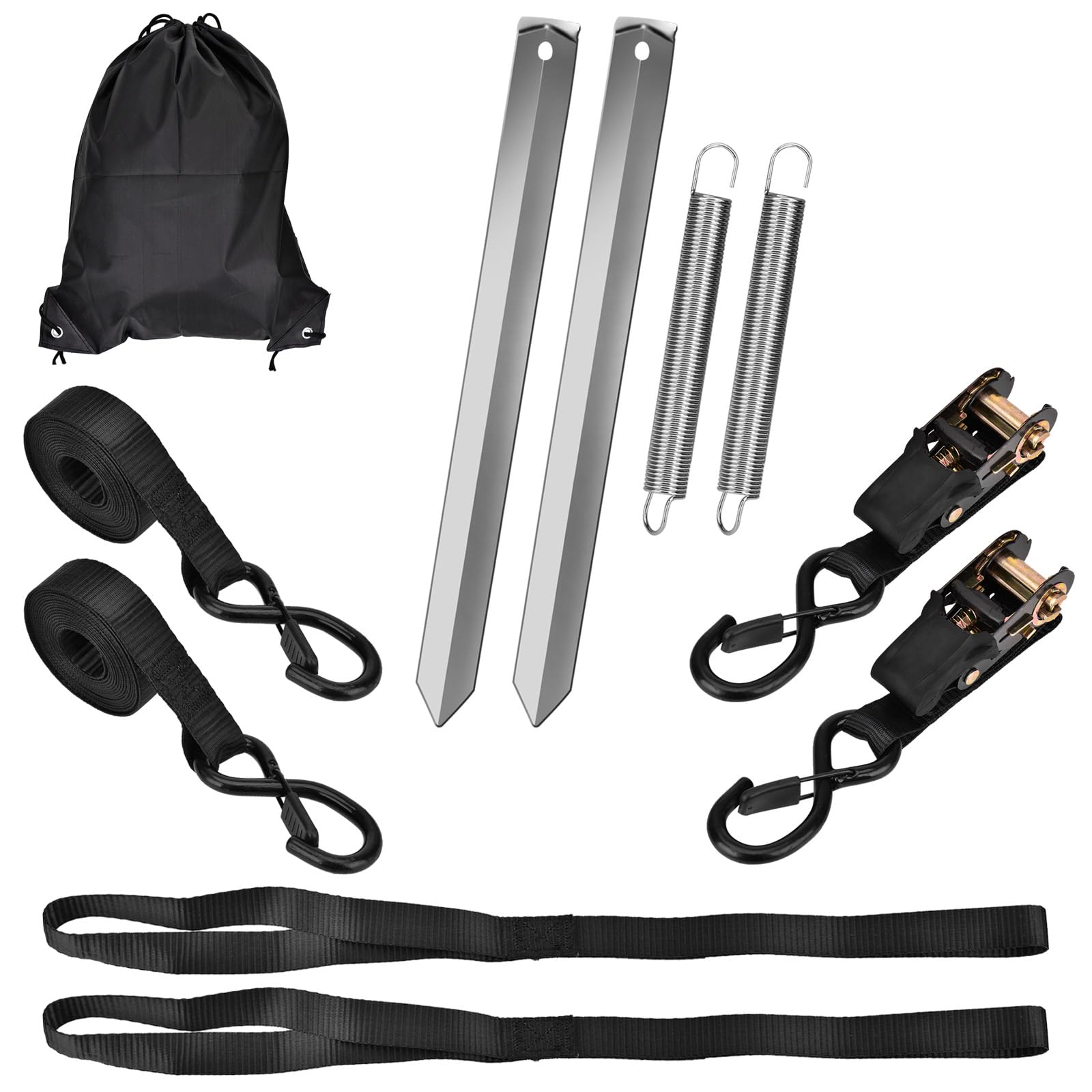 Sturmband Markise Set für Thule Omnistor wohnmobilausstattung, Sturmsicherung für Vorzelt und Zubehör fürs Wohnmobil | 35cm Erdanker