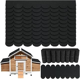 Draupnir 53 STK Dachpappe Selbstklebend für Vogelhaus,Selbstklebende Mini Dachschindeln aus Filz, Wasserdicht für Nistkasten, Vogelhaus, Kaninchenstall,Schwarz