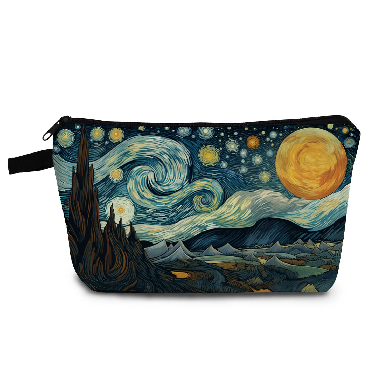 YULUENZE Starry Sky Makeup Bag Cute Small Organizer Bag with Zipper Oil Painting Style Starry Night Cosmetic Bag Birthday Gifts for Women Sisters