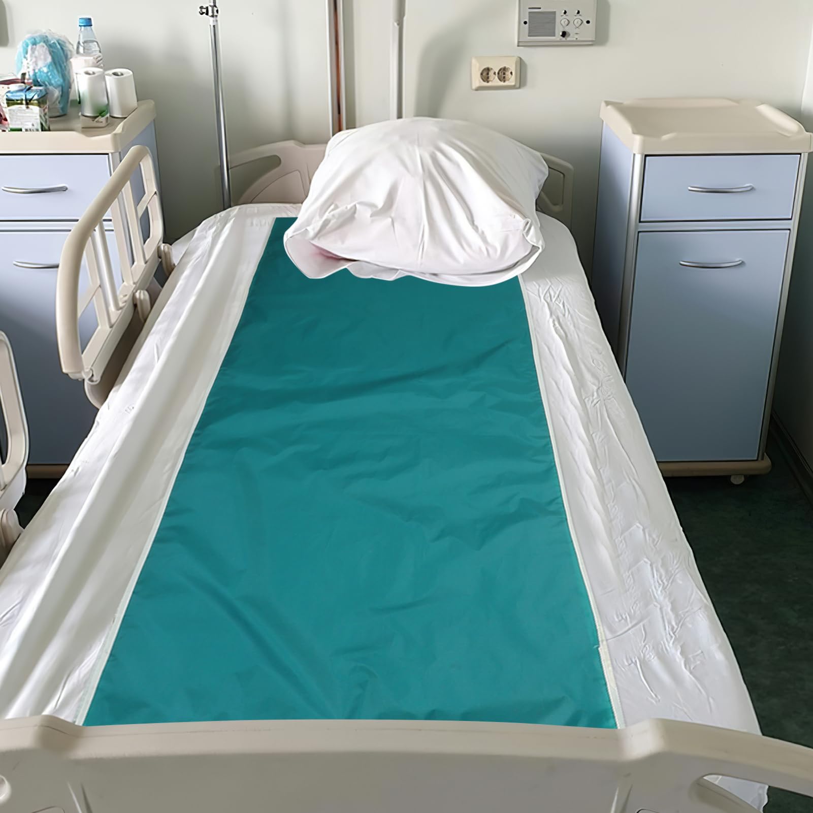 Telo Scorrevole Per Pazienti Verde 180x75cm Telo Per Ribaltamento Del Paziente Allettato Coperta Per Trasferimento Del Paziente Base Rivestita in Silicone