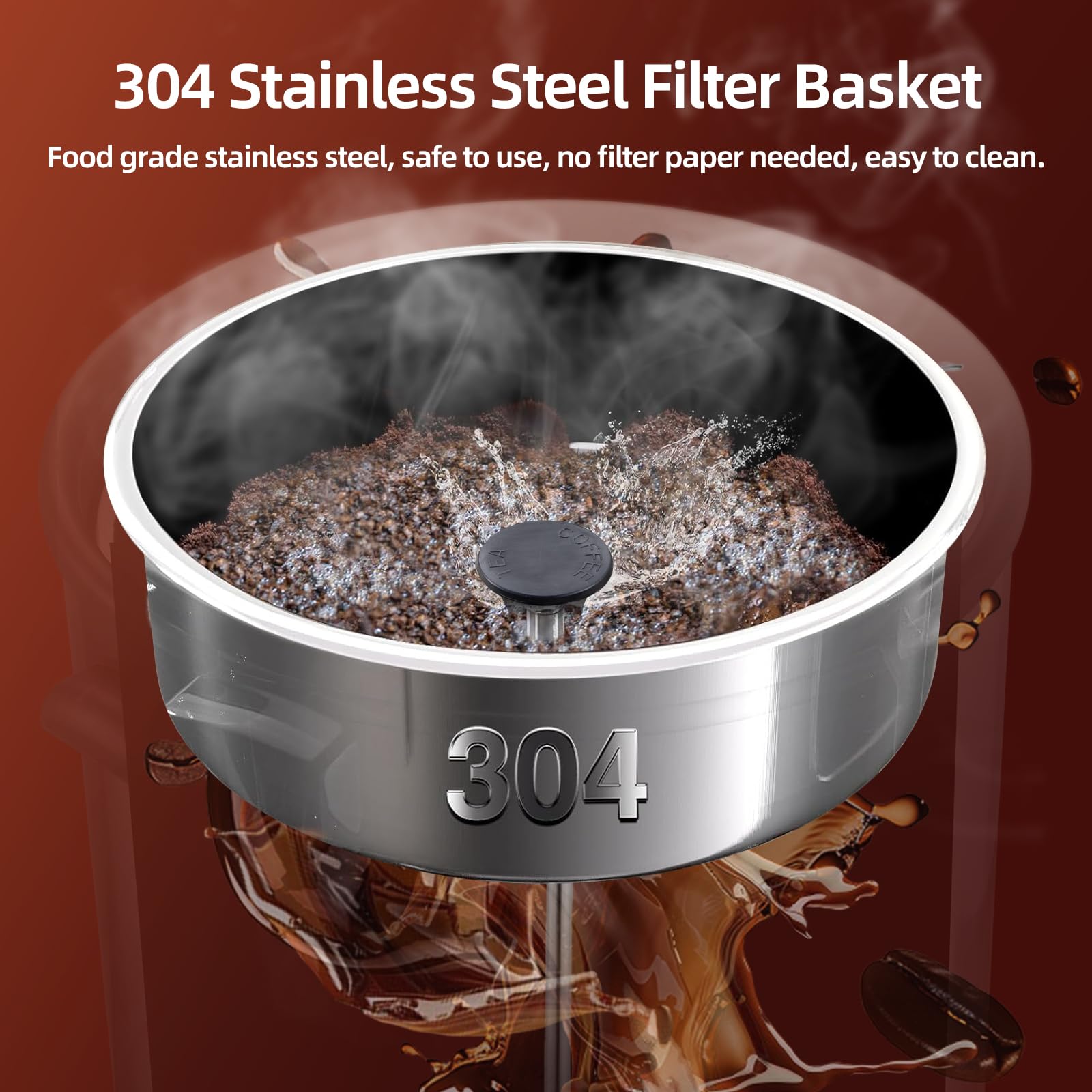 TERUISI Commercial Coffee Urn, 110 Cup 1300W Hot Water Urn, 16L Large Coffee Maker, Dual Wall Stainless Steel Pot Hot Beverage Dispenser with Filter Basket & Temp Control for Catering, Business, Party