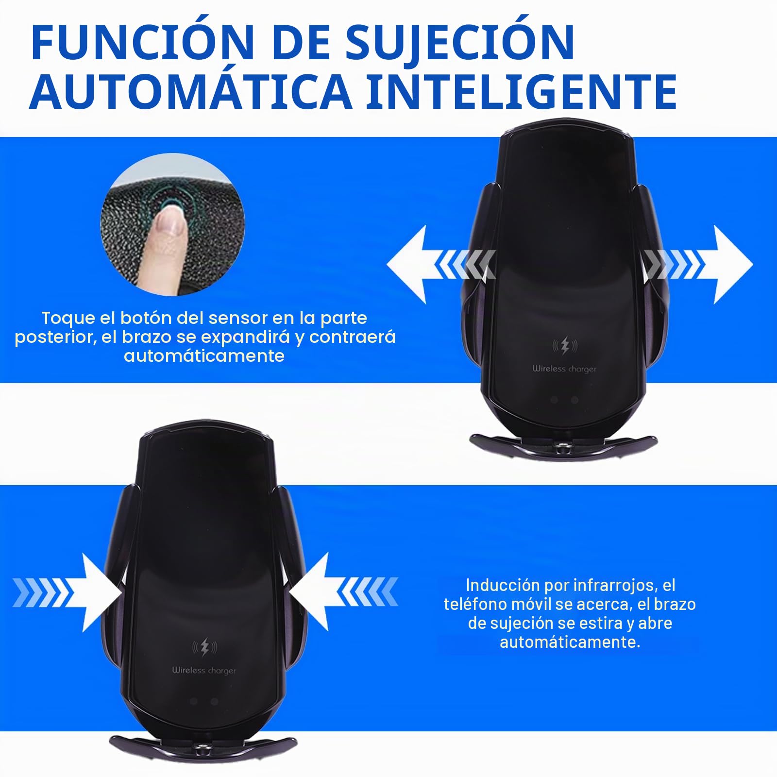 Soporte para teléfono móvil de coche compatible con Fiat 500 2016-2024, consola central, soporte de teléfono móvil de rotación de 360° (estilo C carga inalámbrica)