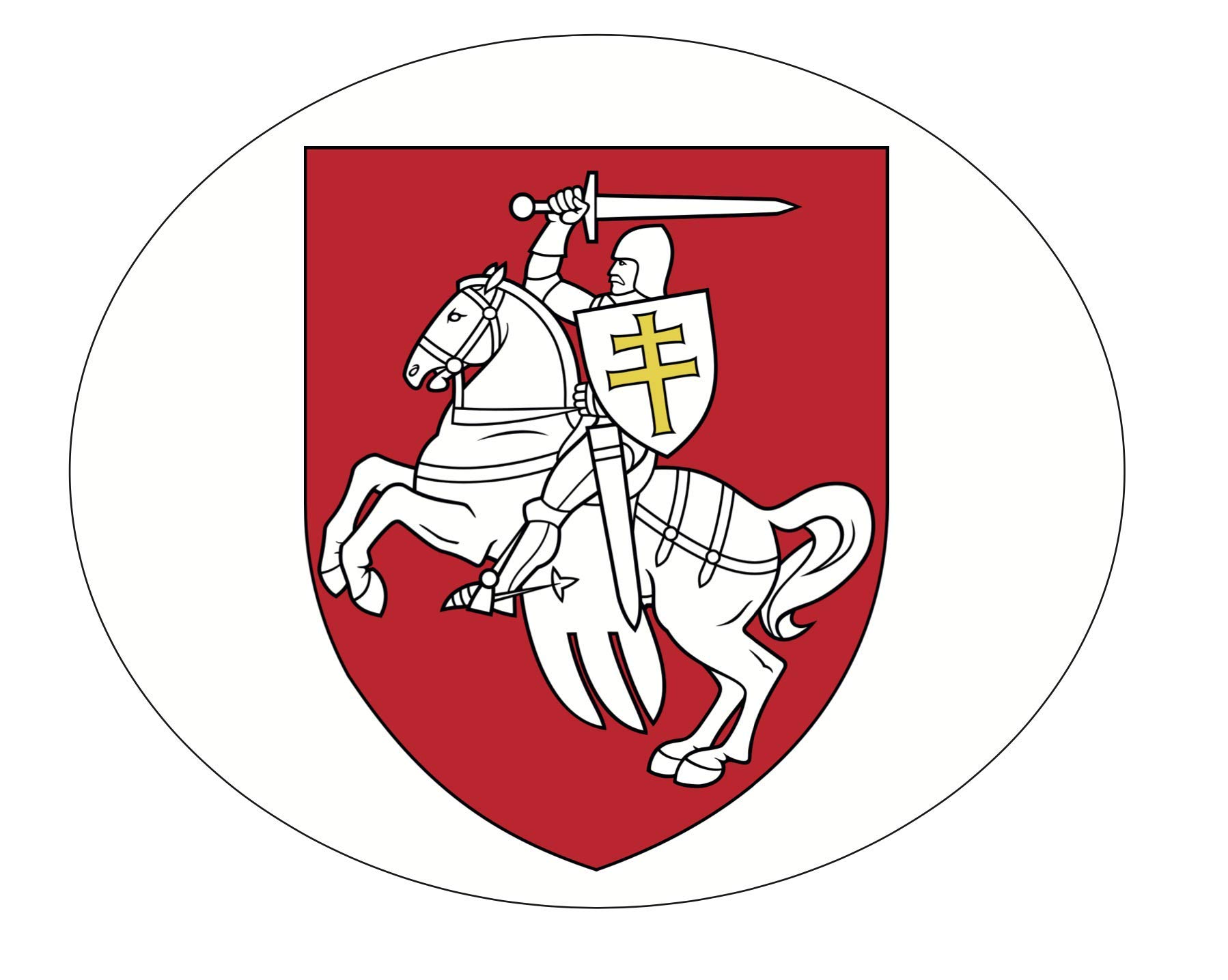 Kocentral Pagonya Original Car Flag Sticker - Belarus White Red White Flag Sticker- White Knight Horse Flag Sign - Belarus Freedom Pagonia Coat Of Arms Symbol 1991-5X10cm (Pagonya)