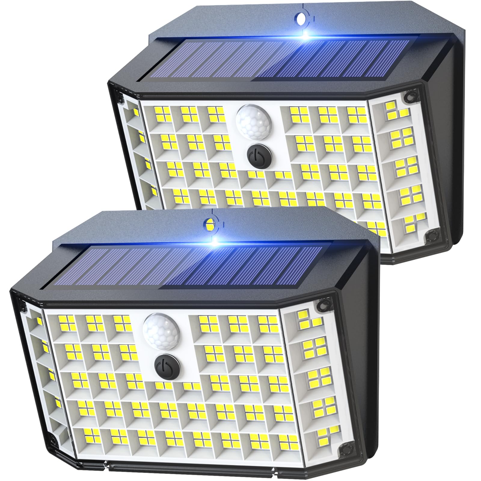 ClaonerSolar Outdoor Lights, 2-Pack 176 LEDs Motion Sensor Lights Outdoor IP65 Waterproof Wall Lights with 3 Working Modes & 270° Wide Angle Solar Lights for Outside Garden Patio Garage (Cool Light)